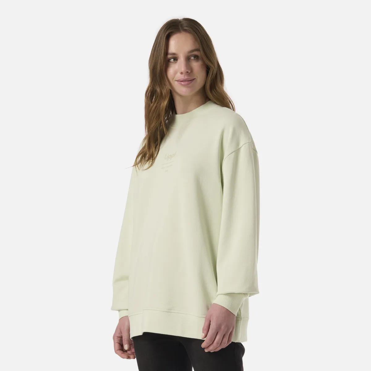 LIPPI - Polerón Mujer Ulmo Light Mid Point Crewneck Sweatshirt Gris Claro