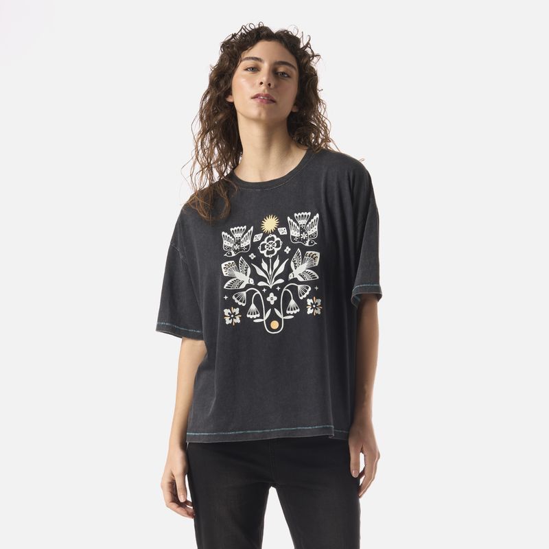 HAKA HONU - Polera Mujer Gorrion Negro Haka Honu