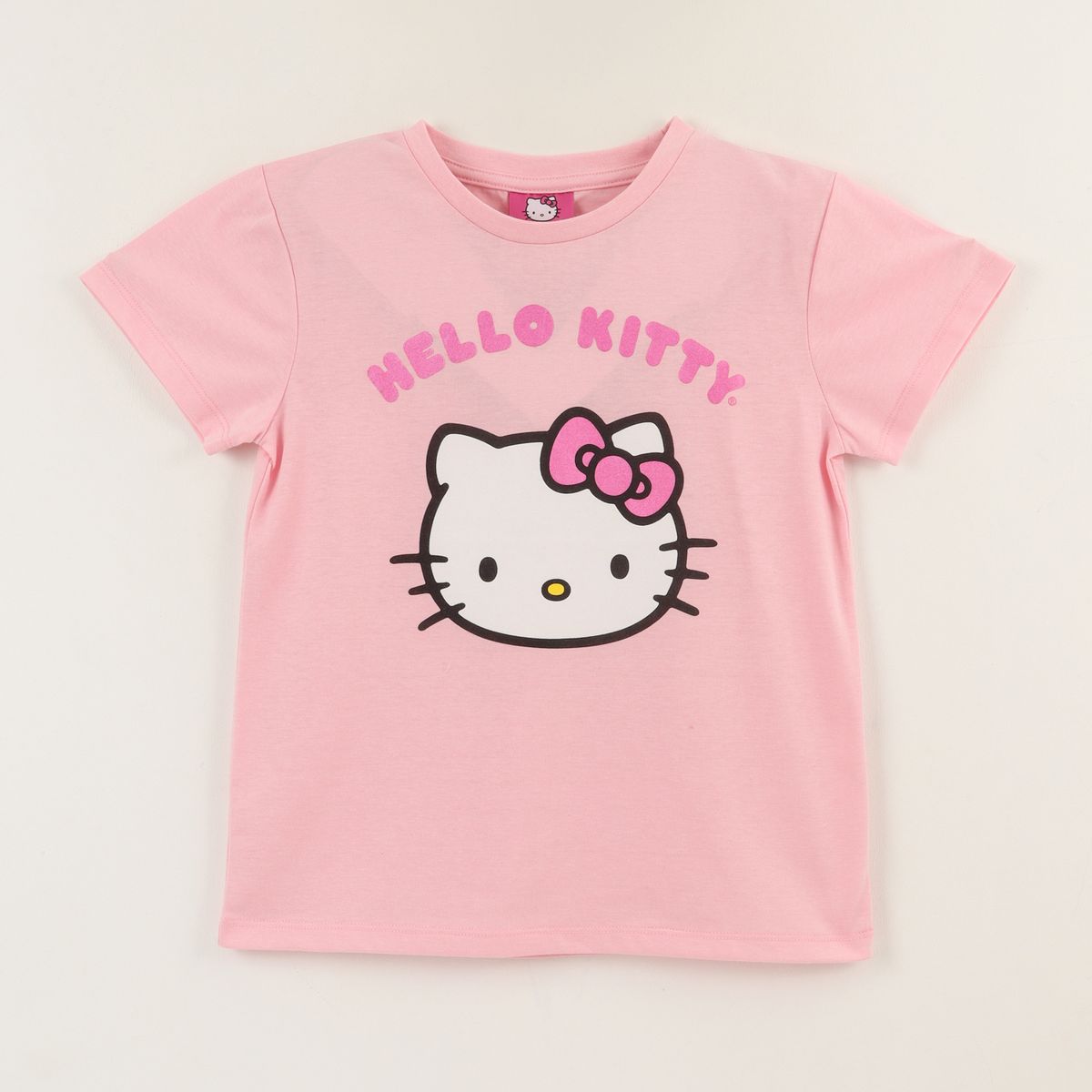 HELLO KITTY - Polera Manga Corta Niña Rosado Face Hello Kitty
