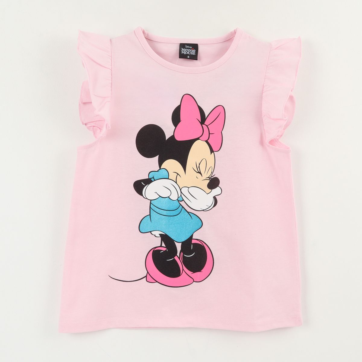DISNEY - Polera Manga Corta Niña Rosado Minnie Risa Disney