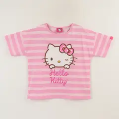 HELLO KITTY - Polera Manga Corta Niña Rosado Rayas