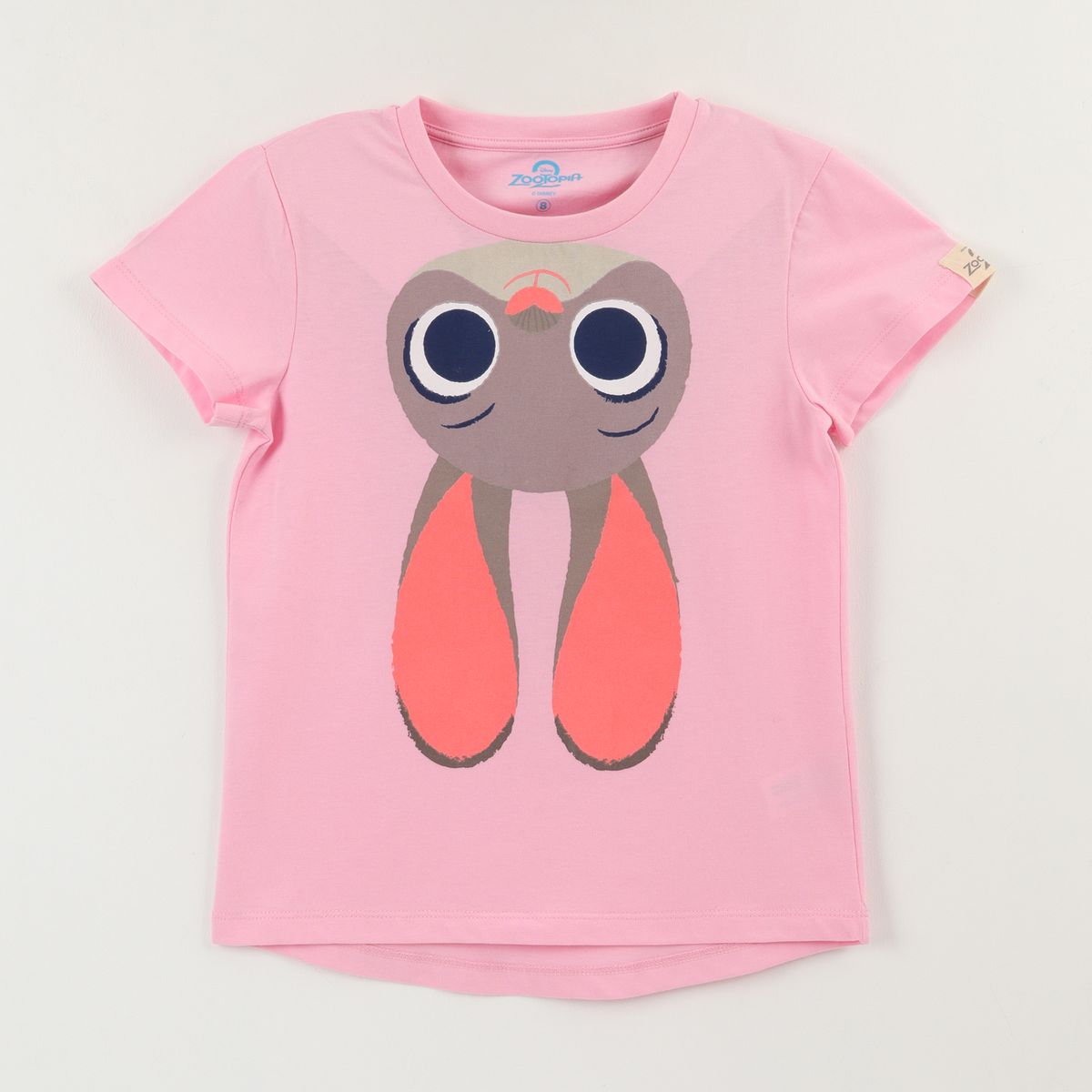 DISNEY - Polera Manga Corta Niña Rosado Hopps Face Zootopia Disney