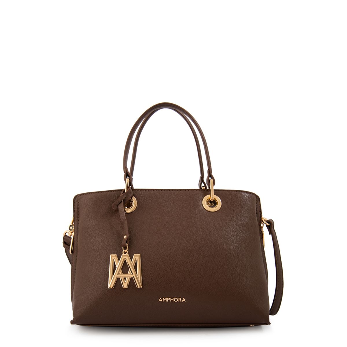 AMPHORA - Cartera tote laia mediana café oscuro