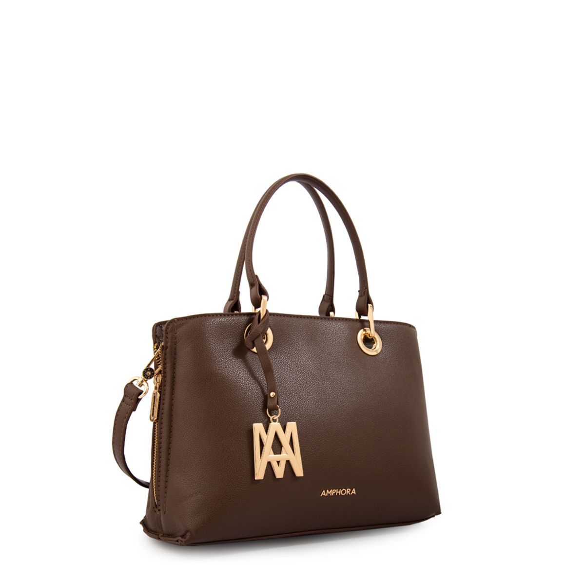 AMPHORA - Cartera tote laia mediana café oscuro