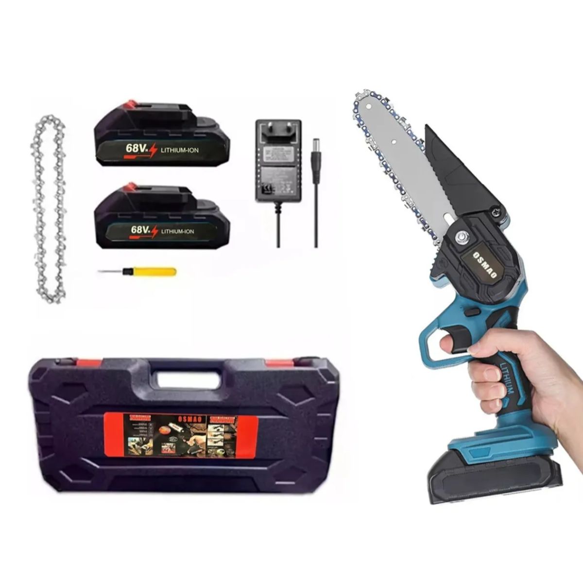 GENERICO - MOTOSIERRA PORTATIL RECARGABLE DOBLE BATERIA