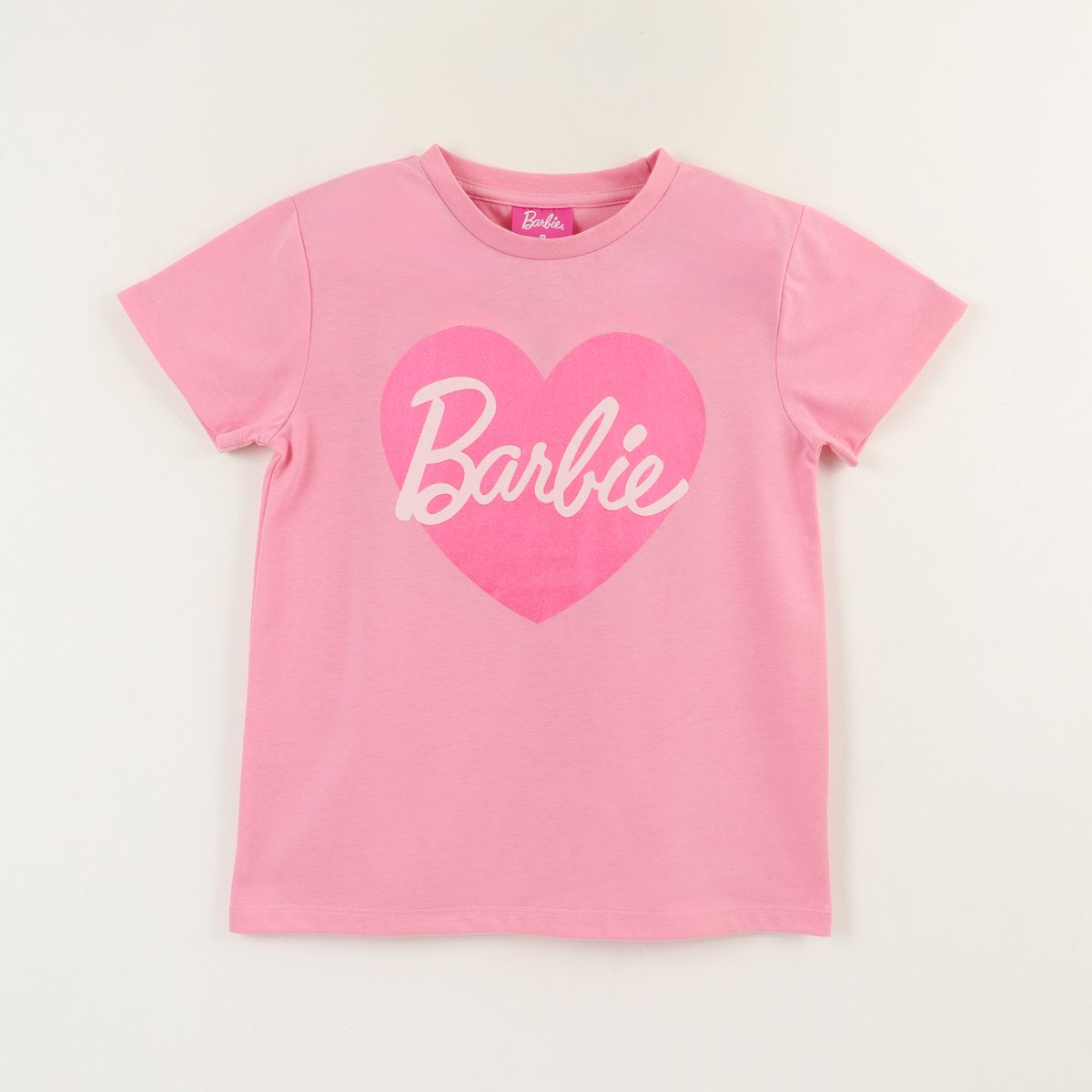 BARBIE - Polera Manga Corta Niña Rosado Logo Barbie