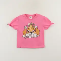 PAW PATROL - Polera Manga Corta Niña Rosado Skye & Flowers