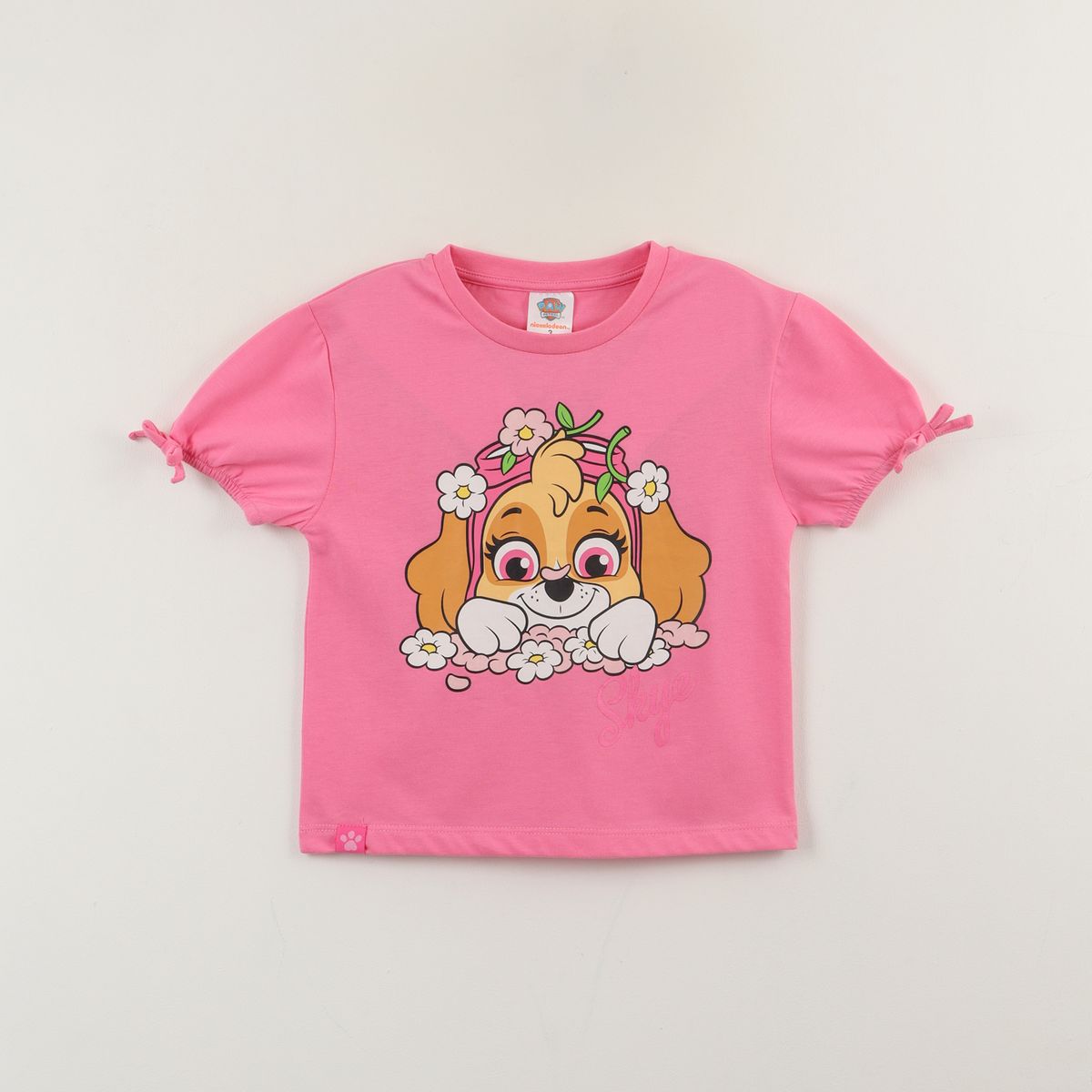 PAW PATROL - Polera Manga Corta Niña Rosado Skye & Flowers Paw Patrol