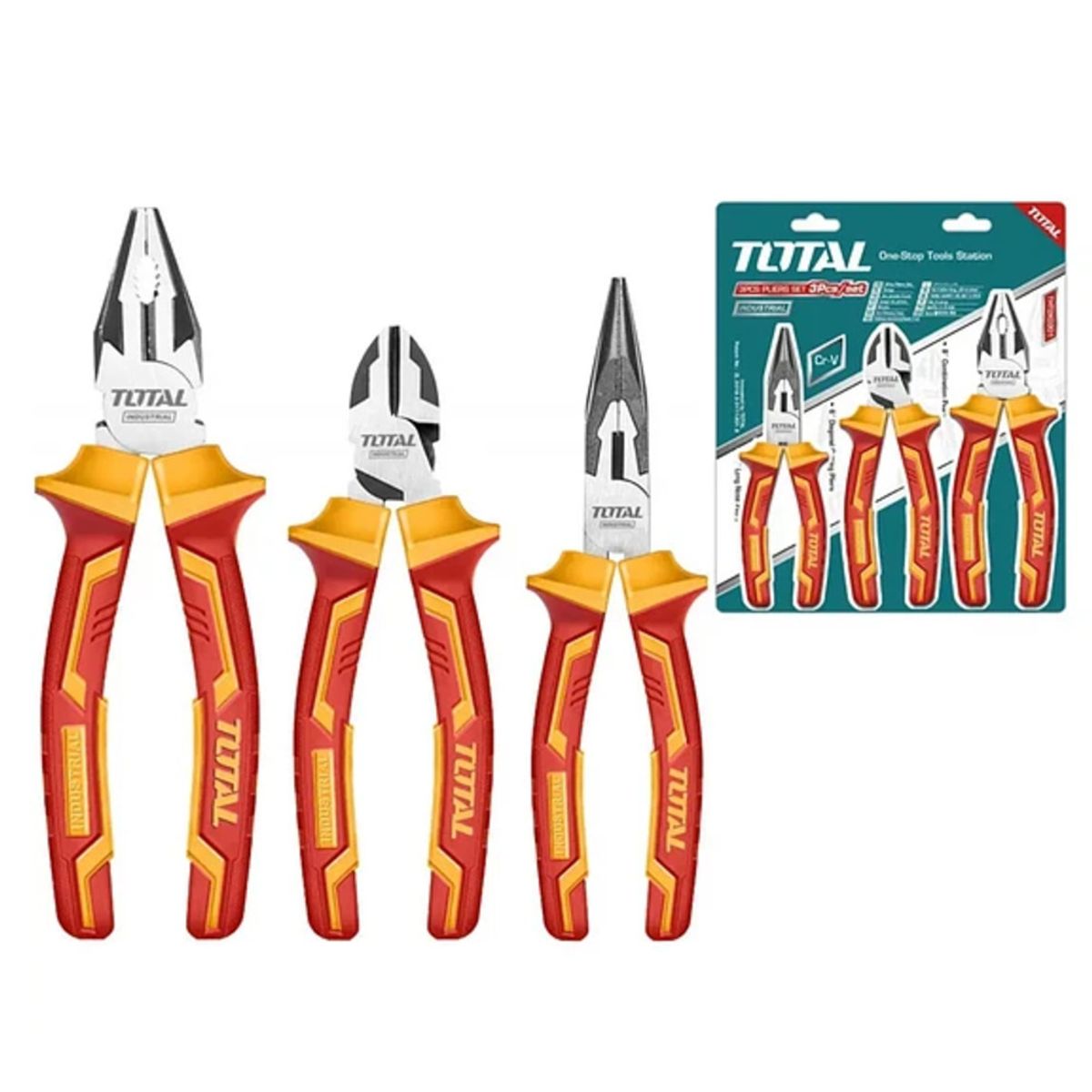 TOTAL TOOLS - Kit Set Juego De Alicates Aislados 3 Piezas