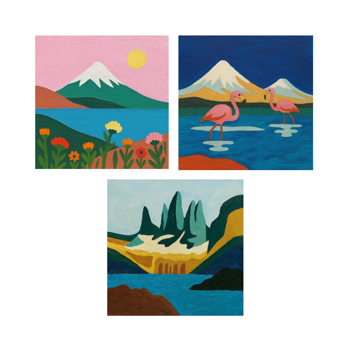 GENERICO - Set Pintura Por Números X3 - Parques Chile II 20x20