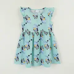 BLUEY - Vestido Sin Manga y Collet Niña Celeste Print Caras