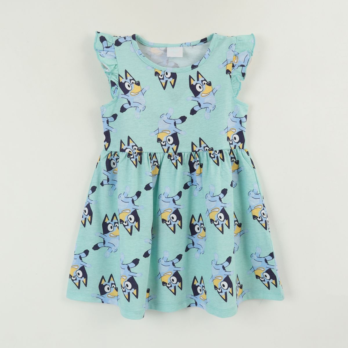 BLUEY - Vestido Sin Manga y Collet Niña Celeste Print Caras Bluey