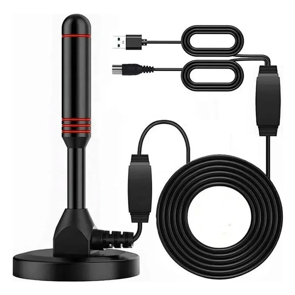 GENERICO - Antena Digital HDTV con amplificacion 5 metros con caja