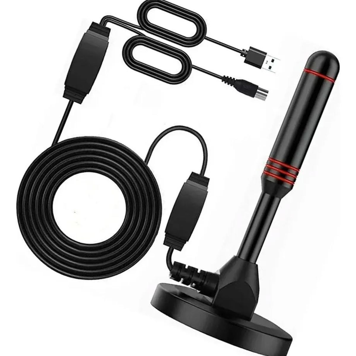 GENERICO - Antena Digital HDTV con amplificacion 5 metros con caja