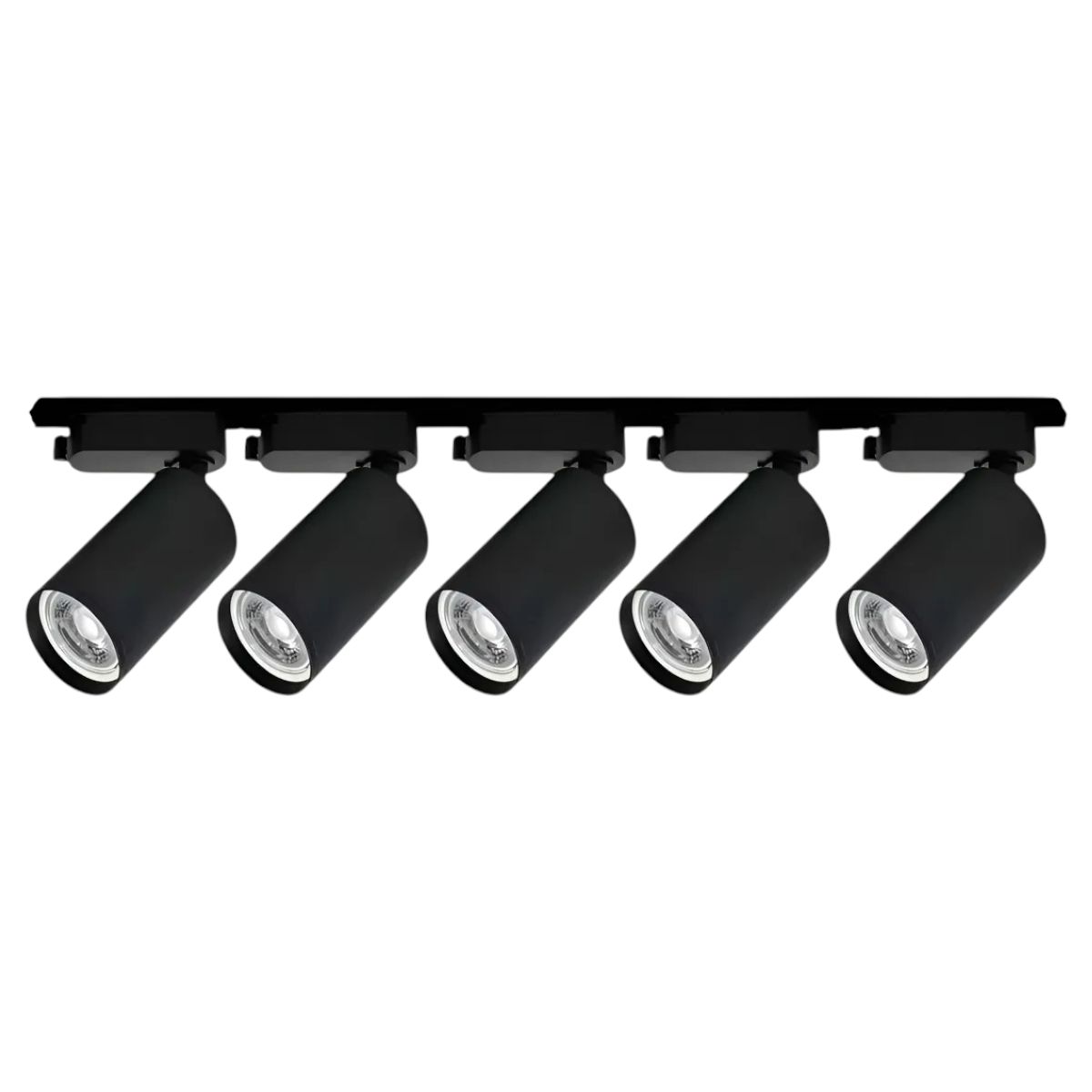 AVC Y VELL MAX - Lámpara 5 Focos Negros Luz Neutra 7W con Riel de 1mt