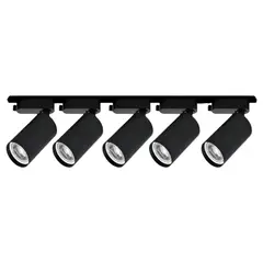 AVC Y VELL MAX - Lámpara 5 Focos Negros Luz Neutra 7W con Riel de 1mt