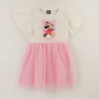 Vestido Manga Corta Niña Rosado Tull Minnie Mouse