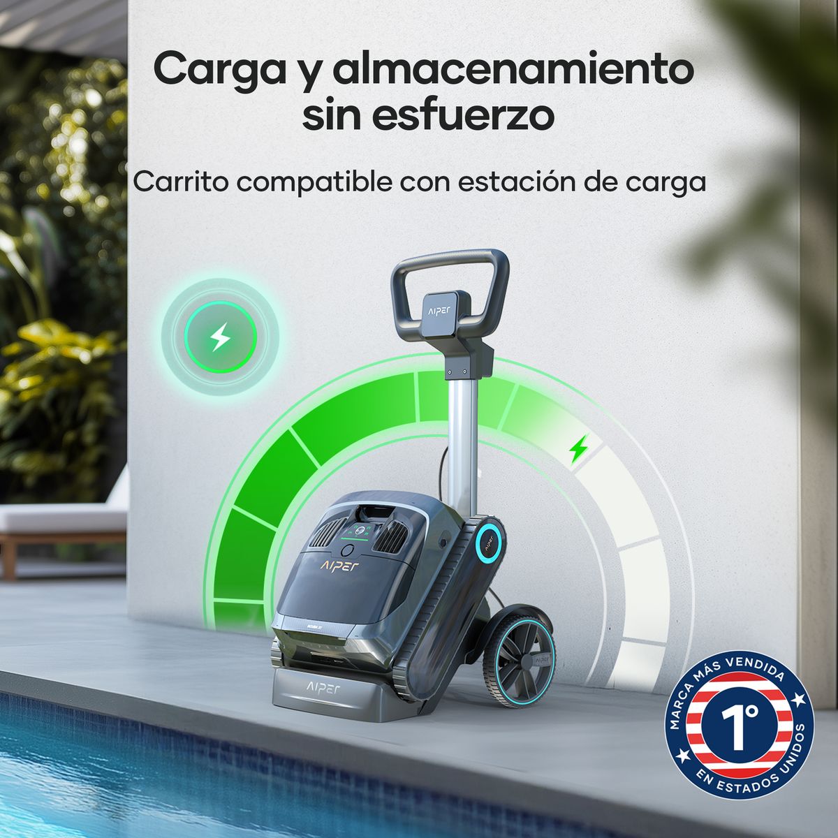 GENERICO - Carrito Porta Robot Limpia Fondo Aiper Caddy 2 Ruedas Funda Gris