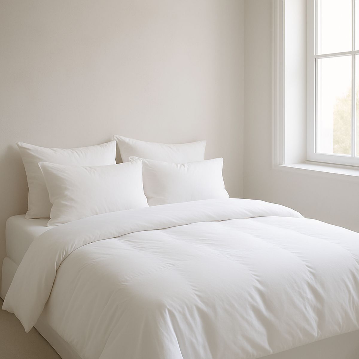 LE NUIT - Funda Plumón King Algodón Egipcio 300 Hilos Liso Blanco