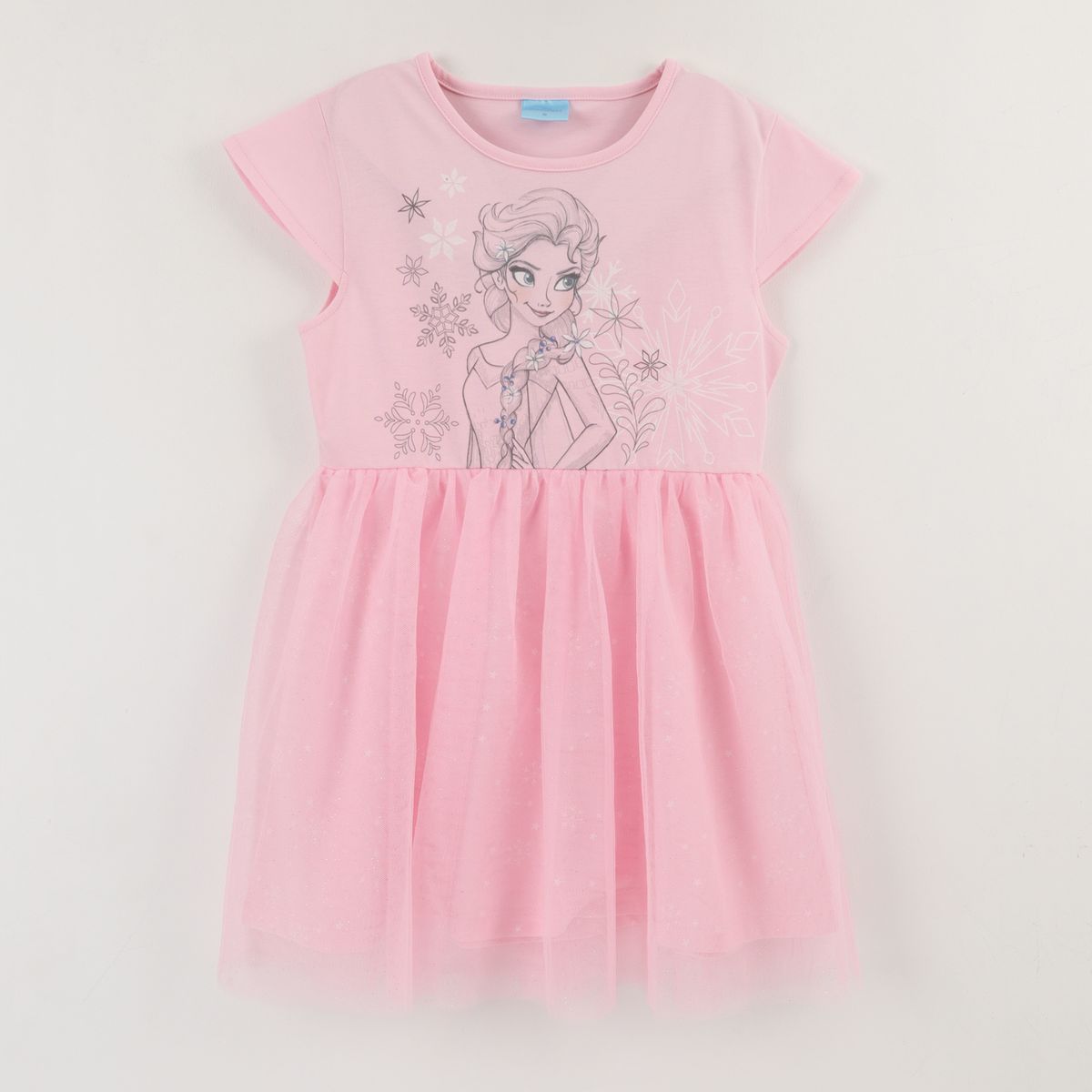 DISNEY - Vestido Manga Corta Niña Rosado Tull Elsa Frozen Disney