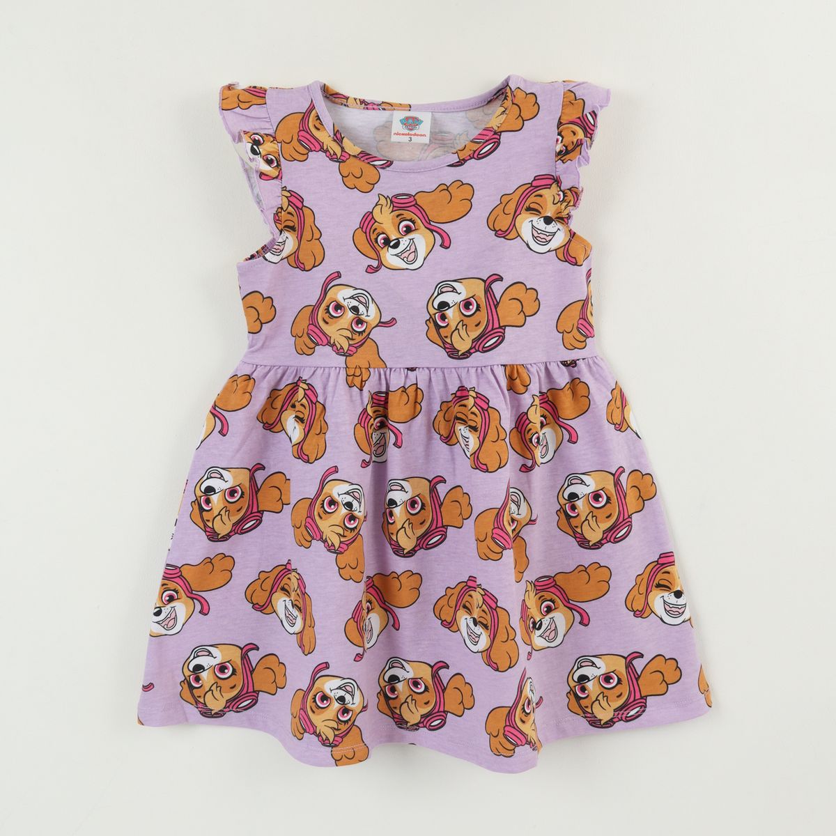 PAW PATROL - Vestido Sin Manga y Collet Niña Lila Print Skye Paw Patrol