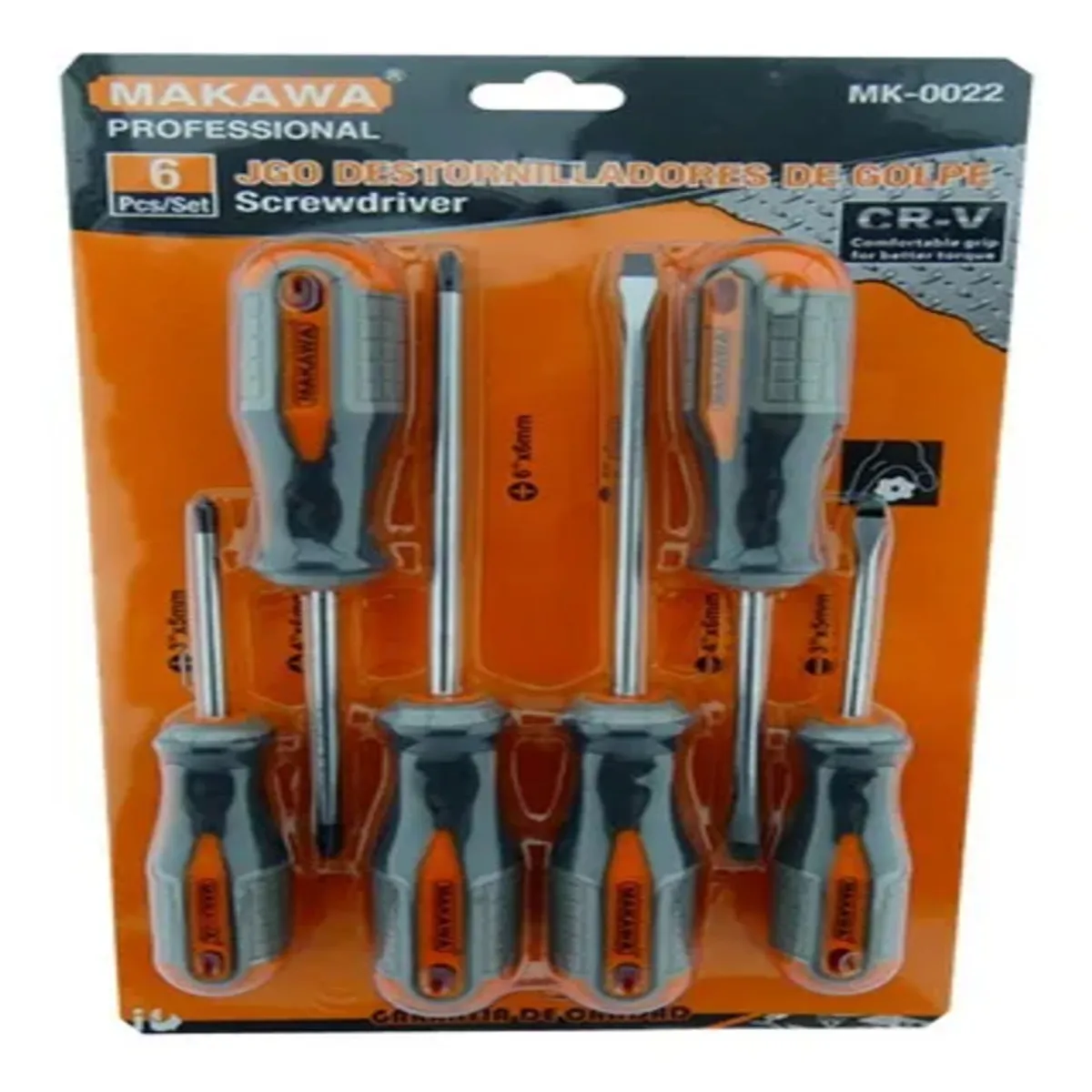 MAKAWA - Juego Kit Set De Destornilladores De Golpe 6 Piezas Mk-0022