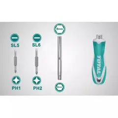TOTAL TOOLS - Juego Destornillador Puntas 6 En 1