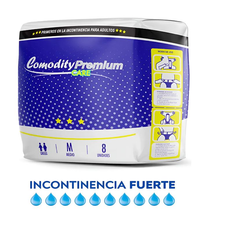 GENERICO - Pañal Adulto Comodity Premium M X8 Incontinencia Severa