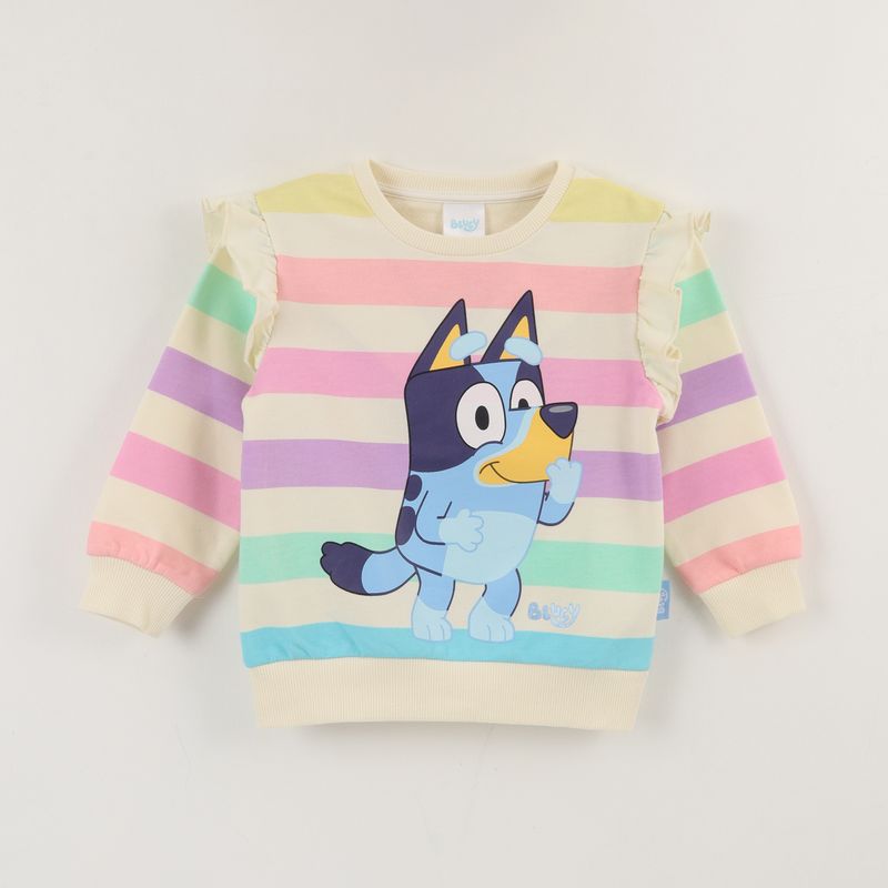 BLUEY - Polerón Cerrado Niña Multicolor Rayas Bluey Risa Bluey