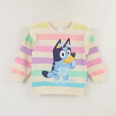 BLUEY - Polerón Cerrado Niña Multicolor Rayas Risa