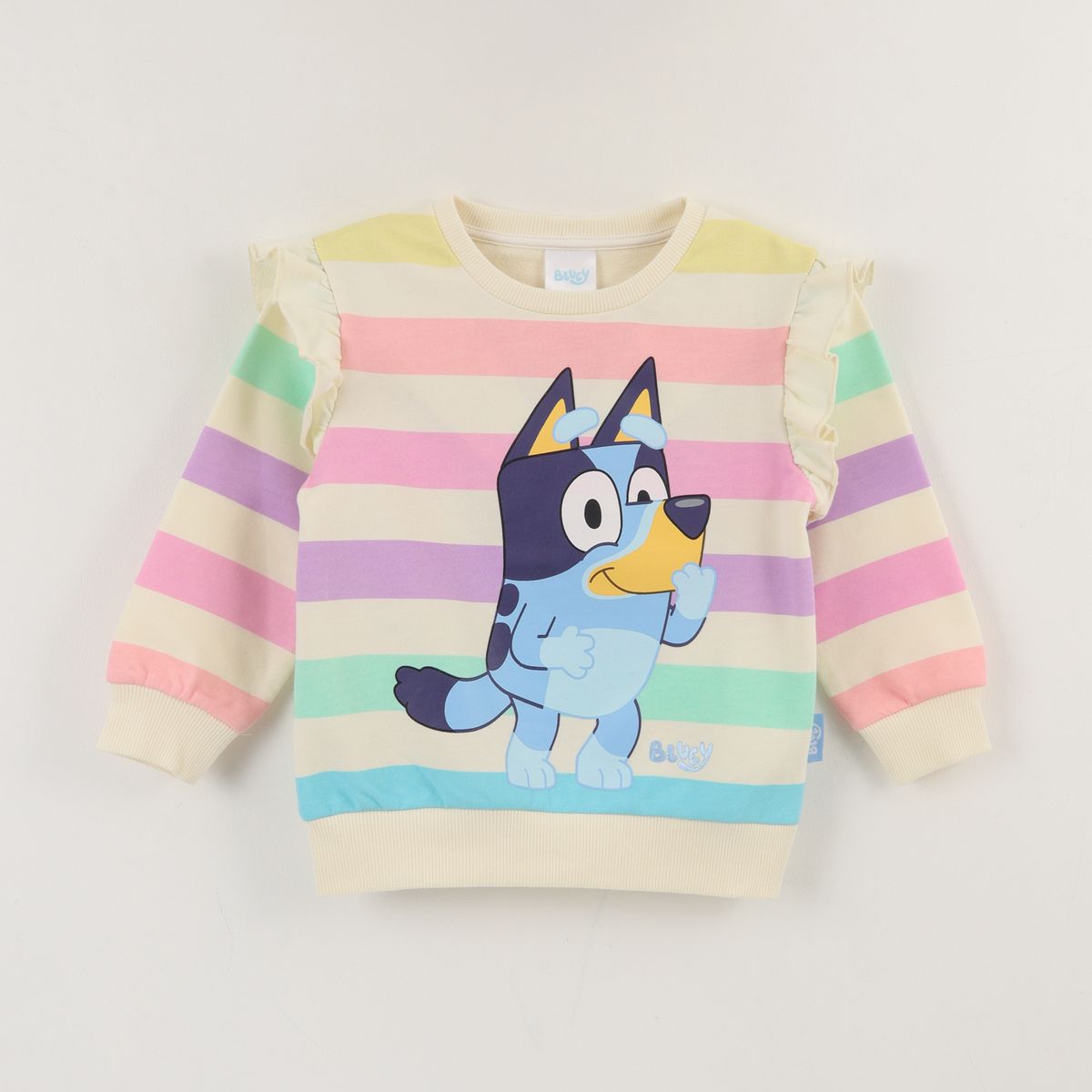 BLUEY - Polerón Cerrado Niña Multicolor Rayas Risa Bluey