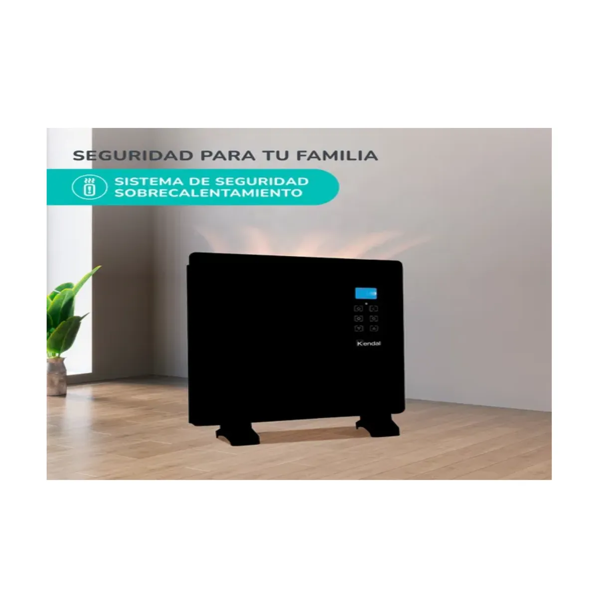 KENDAL - Estufa Panel Convector Vidrio Kendal GH10RM 1000 W Negro