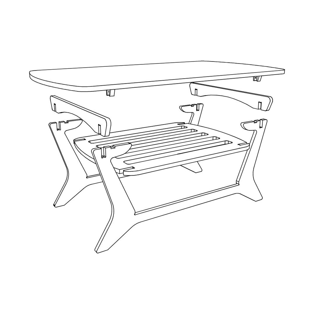GENERICO - Mesa de Centro Modular de Madera  Ensamblable