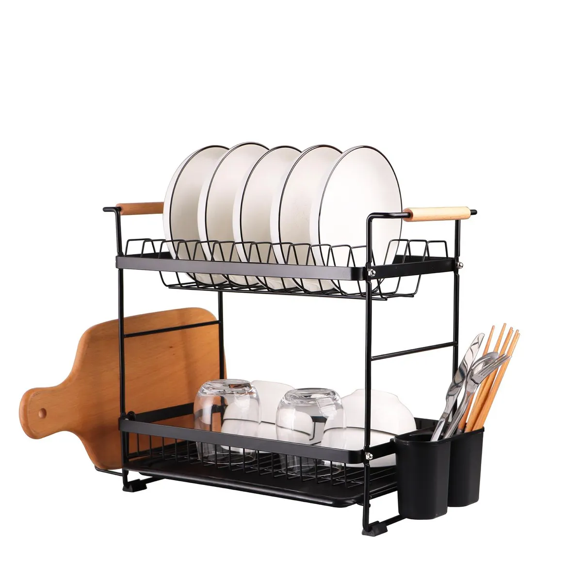 SIMPLIT - Secaplatos Escurridor Acero Inox Bilbao 2 Niveles - Negro