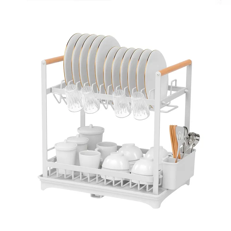 SIMPLIT - Secaplatos Escurridor Acero Inox Valencia 2 Niveles Simplit - Blanco