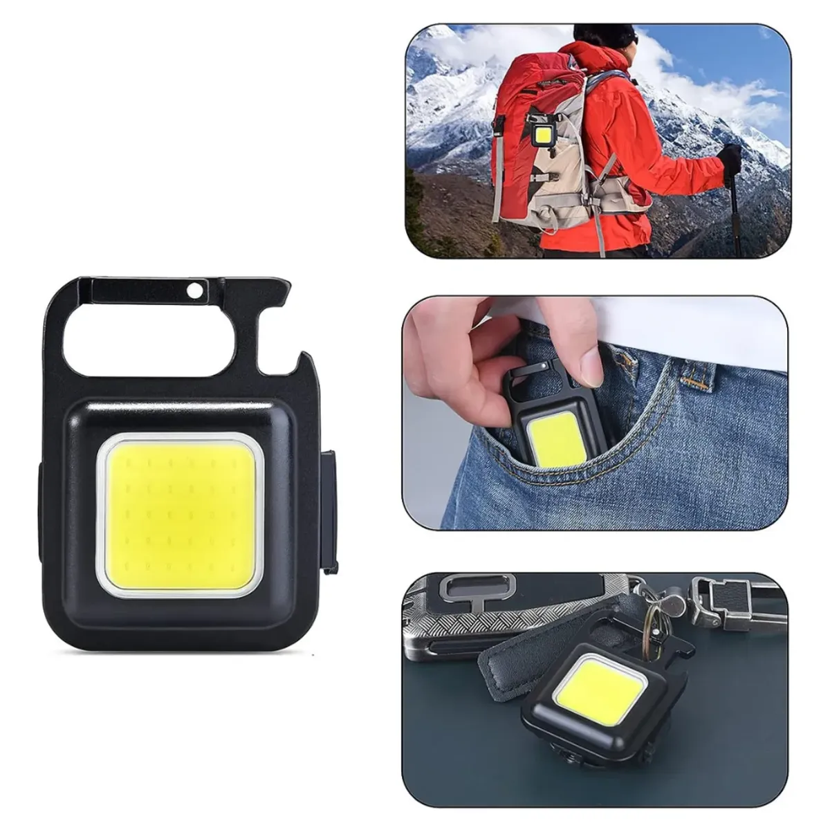 GENERICO - Mini llavero de emergencia con abridor de linterna táctica LED