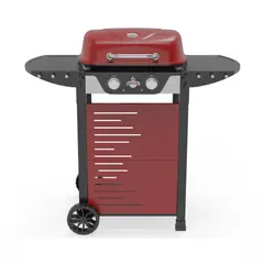 AMERICAN GRILL - Set Parrilla Electrica 2 Quemadores Manhattan Red + Funda