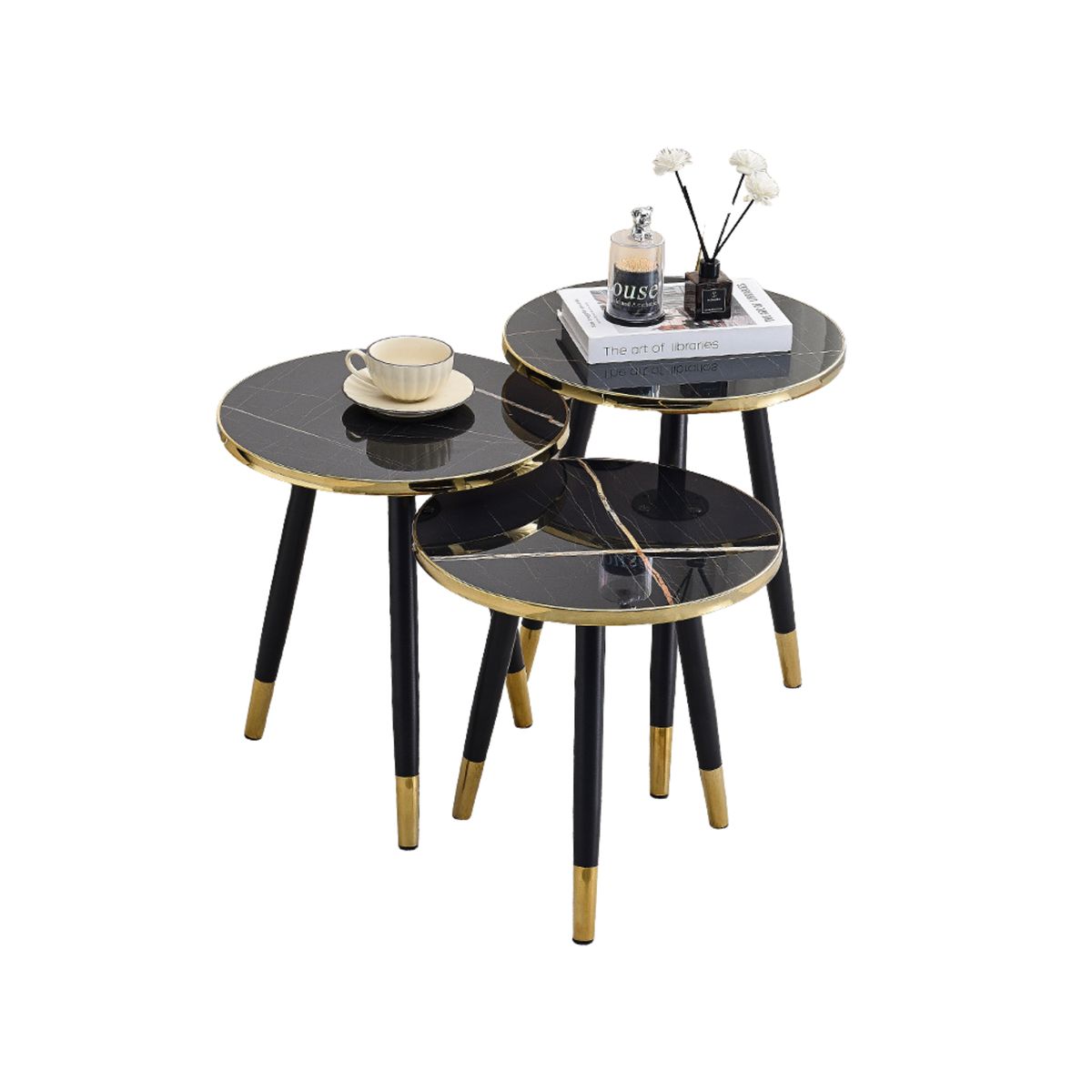 GENERICO - Elegante Set x3 De Mesa de Centro Color Negro