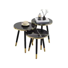 GENERICO - Elegante Set x3 De Mesa de Centro Color Negro