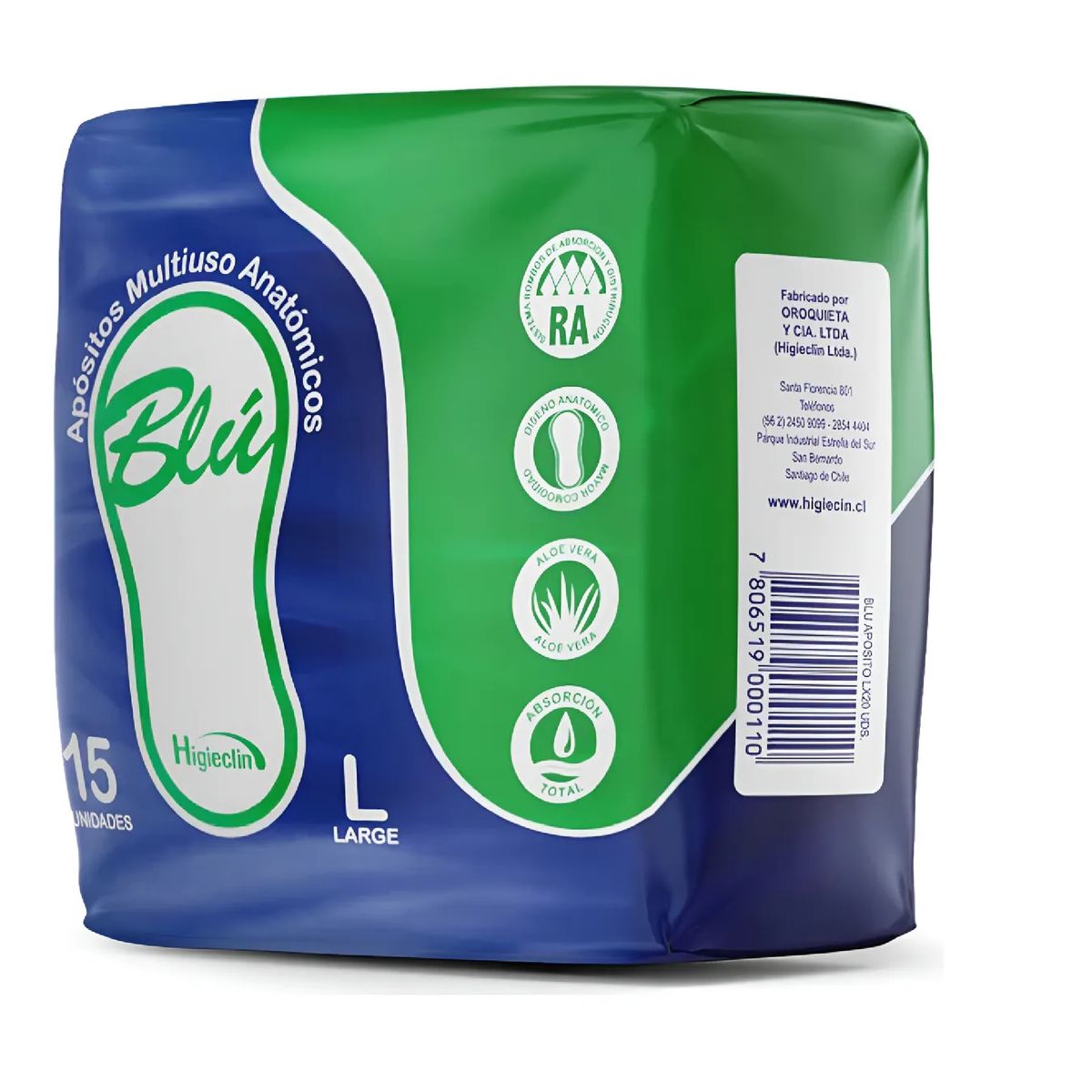 BLU - Aposito Blu L Anatómico X15 - Incontinencia Leve Y Discreta