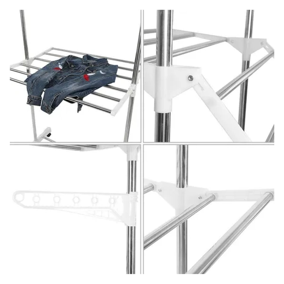 GENERICO - Tendedero De Ropa Perchero Móvil Colgador Plegable 2 Niveles