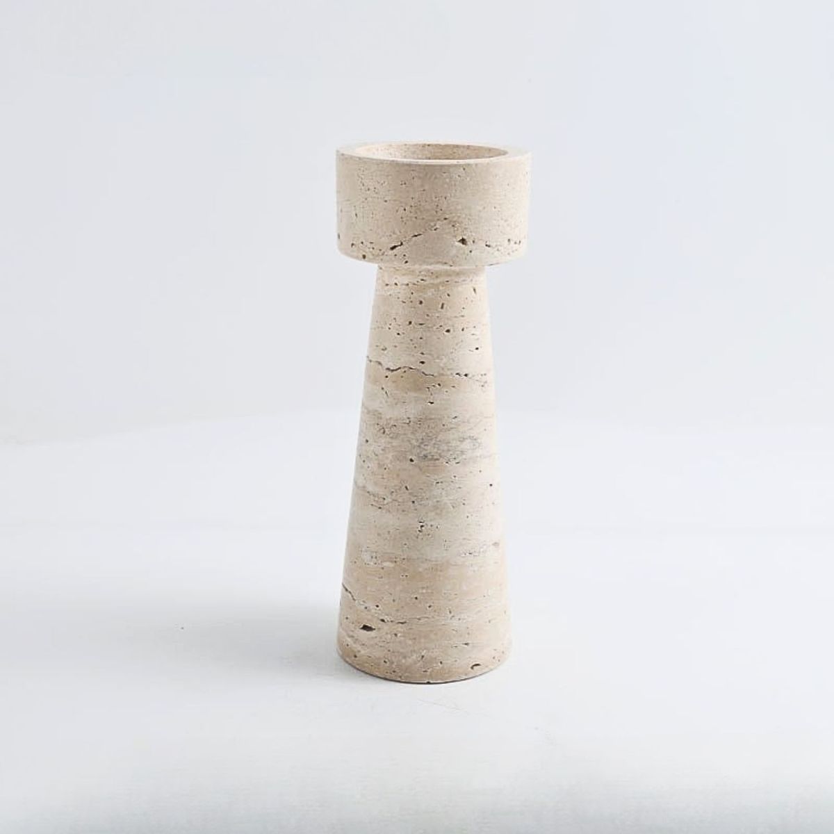 SANTU HOME & DECO - Candelabro Portavelas Marmol Travertino Torre Grande