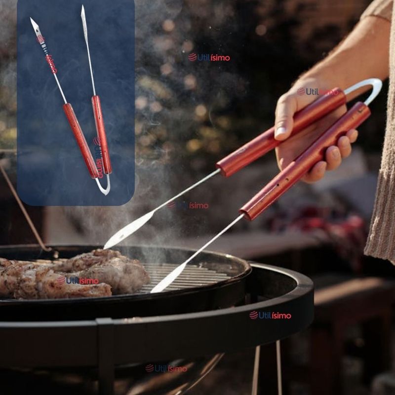 LINE - Pinzas Para Parrilla Y Cocina Acero Inoxidable Mango Madera