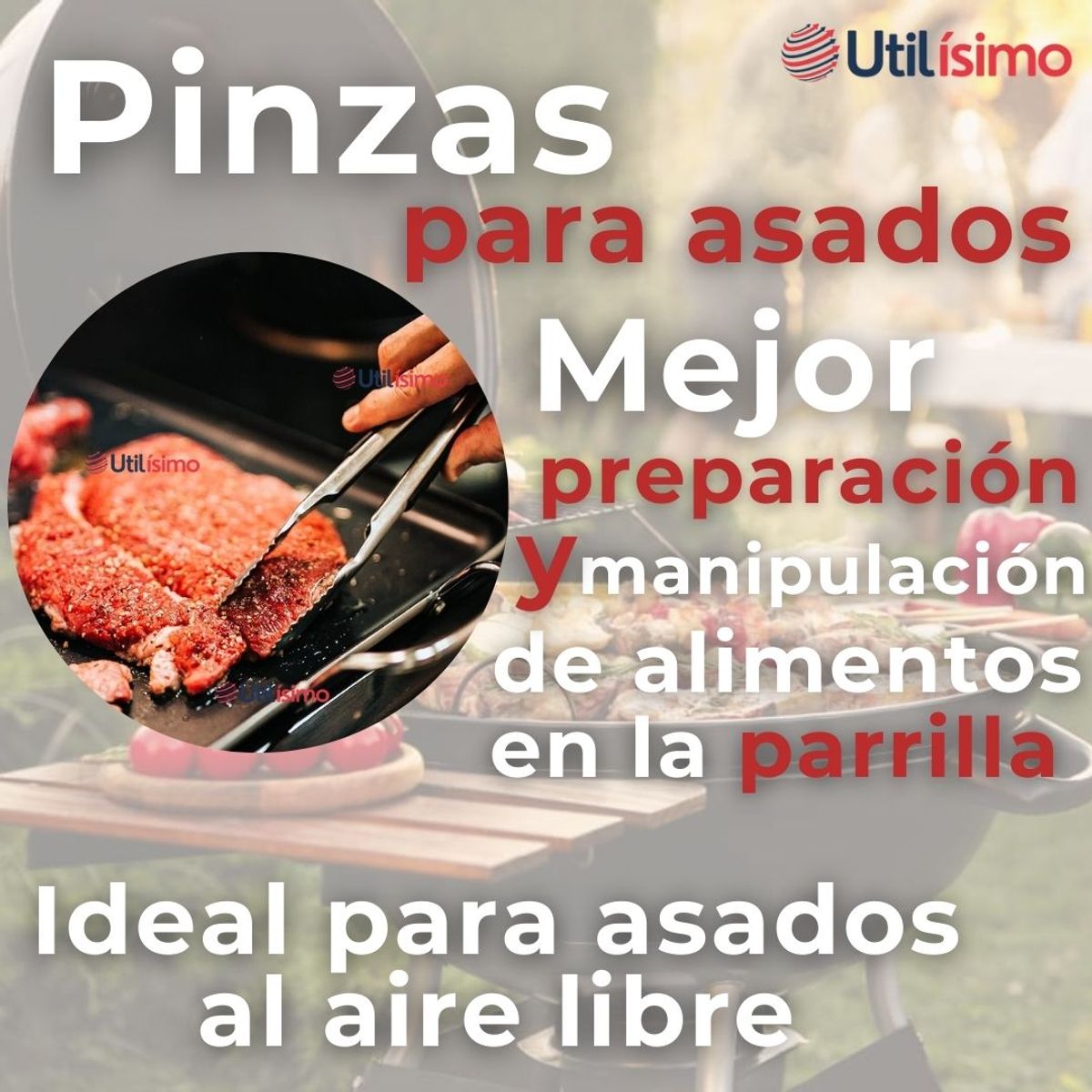 LINE - Pinzas Para Parrilla Y Cocina Acero Inoxidable Mango Madera