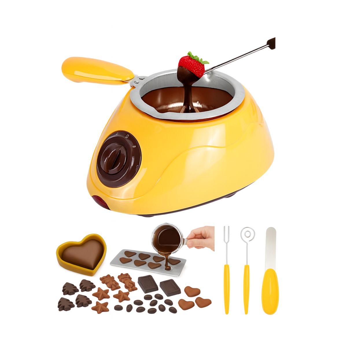 GENERICO - Kit Máquina Olla Fondue Para Derretir Chocolate + Accesorios
