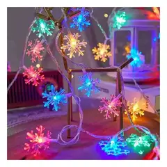 GENERICO - Guirnalda Solar Luces Led Decoracion Navidad Copos De Nieve Multicolor