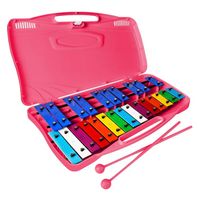 Metalófono Cromático Xilófono 25 Notas Con Maleta, Rosado, AllinX