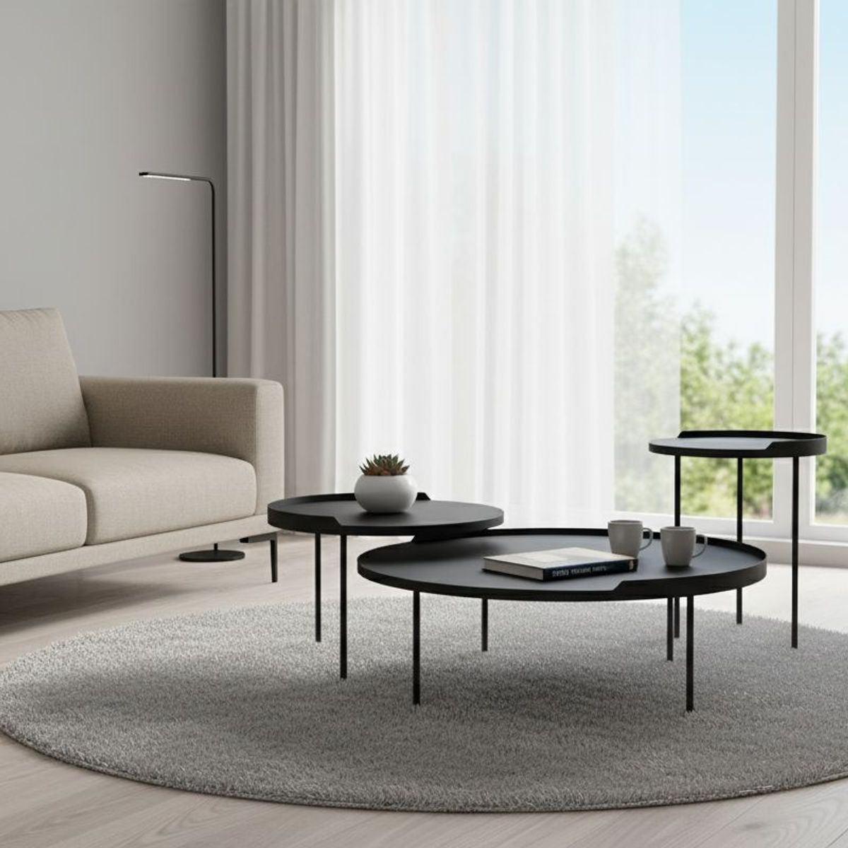 SANSSOUCI - Mesa Orion Redonda Negra 45