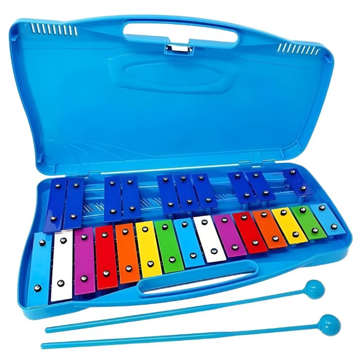 GENERICO - Metalófono Cromático Xilófono 25 Notas Maleta, Azul, AllinX