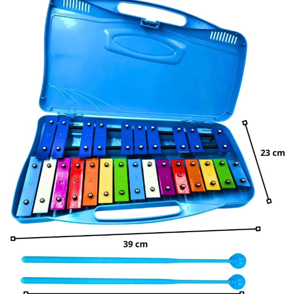 GENERICO - Metalófono Cromático Xilófono 25 Notas Maleta, Azul, AllinX